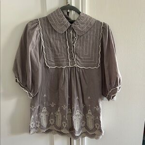 Hazel Gray Embroidered Blouse